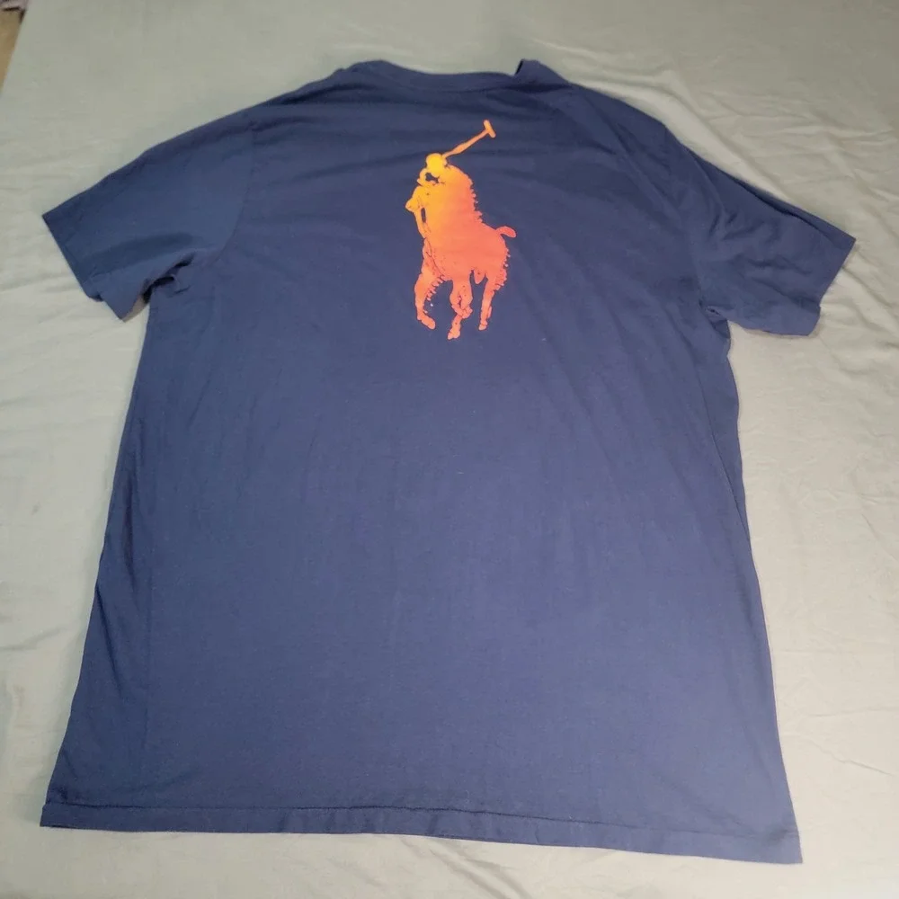 Polo Ralph Lauren Shirt Men's 2XLT Blue Big & Tall Short Sleeve Big Pony Paint